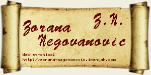 Zorana Negovanović vizit kartica